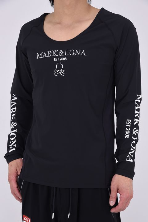 【26SS】 HEC U-NECK UV BASE LAYER / ブランドロゴ ロングスリーブ Uネック サマーインナーTシャツ (ブラック)