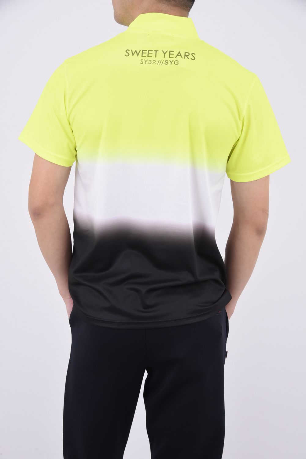 1PIU1UGUALE3 GOLF グラデーションモックネックTシャツ