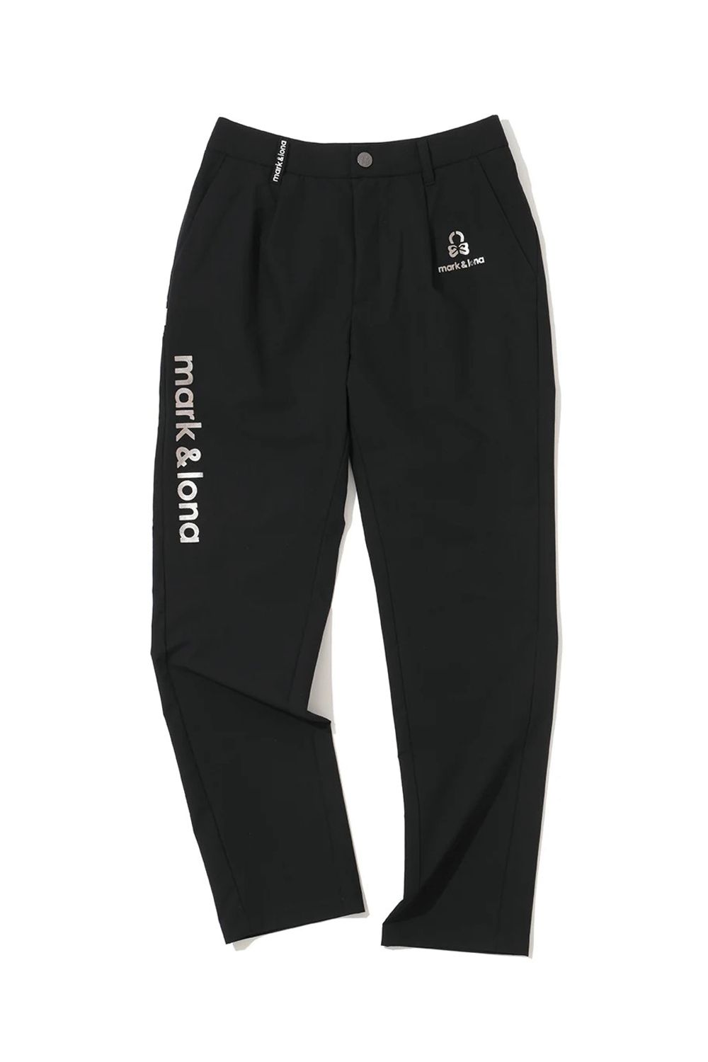 【26SS】【レディース】 ELMT SLIM LINE TAPERED PANTS / ブランドロゴ 箔プリント テーパードシルエット ロングパンツ (ブラック)