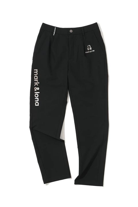 【26SS】【レディース】 ELMT SLIM LINE TAPERED PANTS / ブランドロゴ 箔プリント テーパードシルエット ロングパンツ (ブラック)