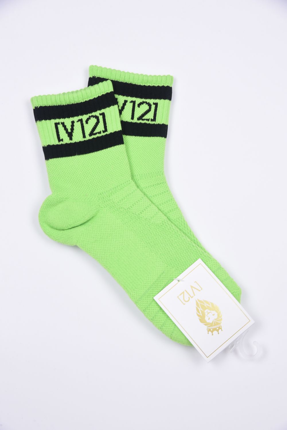 【26SS】【レディース】 VT LINE MID SOCKS WM / ブランドロゴジャカード ライン ミドルソックス (グリーン)