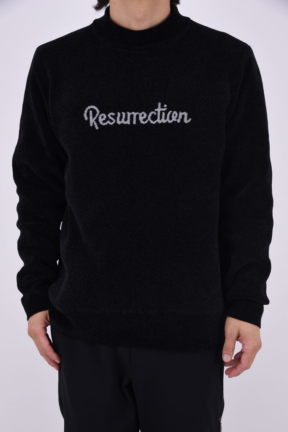【26AW】 AIRSHUT MOLE YARN HIGH NECK KNIT / モールヤーン 防風裏地 ハイネックニット (ブラック)*