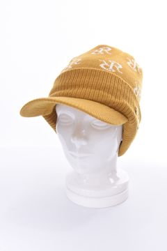 GM KNITVISOR CAP / ブランドオリジナルロゴ ポンポンニット バイザーキャップ (マスタード)