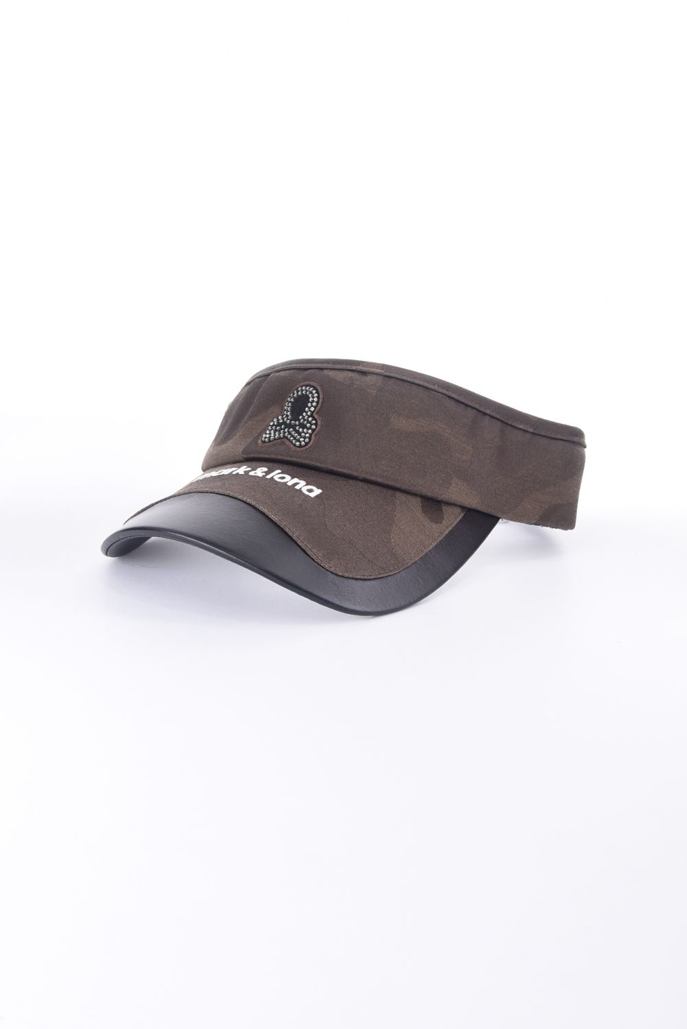 GAUGE CRYSTAL ICON VISOR / オリジナルカモジャカード 異素材切り替え サンバイザー (ブラウン)