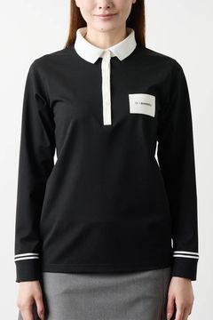 【25AW】【レディース】 BICOLOR POLO / バイカラー長袖ポロ (ブラック)