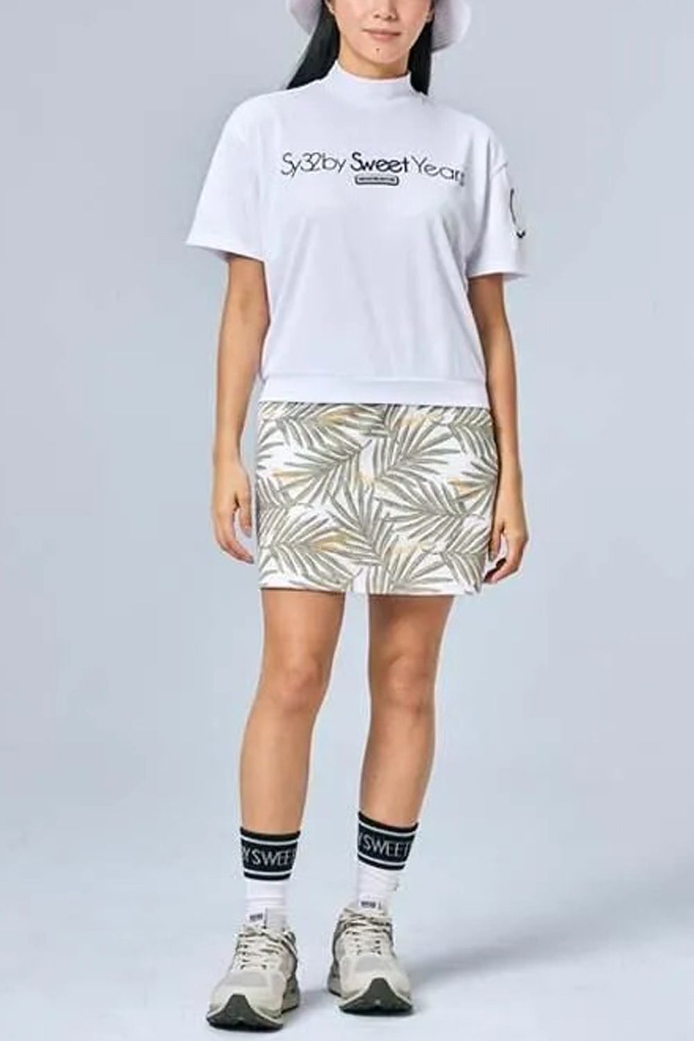 【26SS】【レディース】 PUNCHING GRAPHIC SKIRT / ボタニカルリーフ総柄 スカート (ベージュ)*