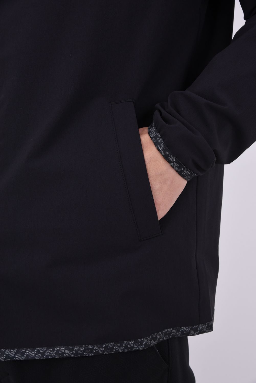 【26AW】 NO COLLAR LIGHT JACKET / 撥水ナイロン ノーカラーライトジャケット (ブラック)*