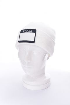 HELLO KNIT CAP / ネームタグワッペン ニットキャップ (ホワイト)