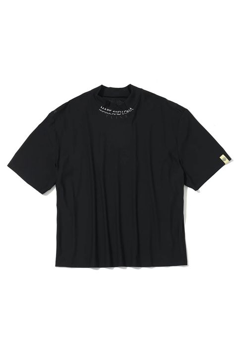 【26SS】【レディース】【T-LINE】 ACCORD VENT MOCK TEE / モノトーン ナイロントリコット パンチングロゴ モックネックTシャツ (ブラック)