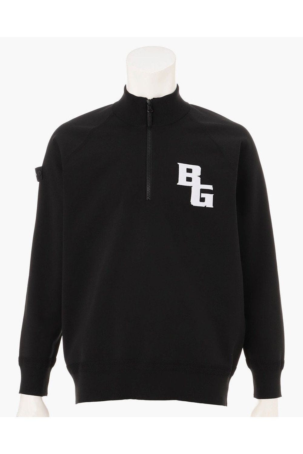 【26AW】 MEN’S PLANE KNIT HALFZIP / BGロゴ ハーフジップニット (ブラック)