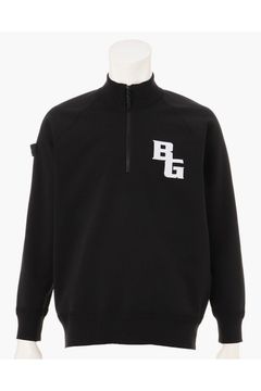 【26AW】 MEN’S PLANE KNIT HALFZIP / BGロゴ ハーフジップニット (ブラック)