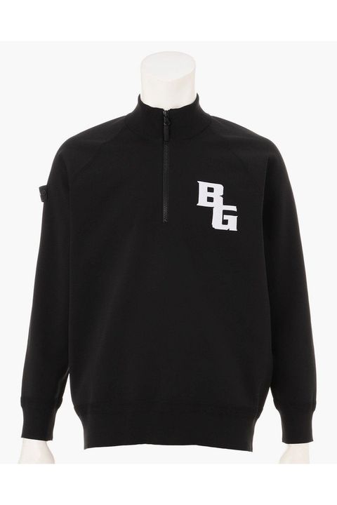 【26AW】 MEN’S PLANE KNIT HALFZIP / BGロゴ ハーフジップニット (ブラック)