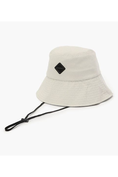 【26SS】【レディース】 WOMEN'S SEERSUCKER CORD STRAP WIDE HAT / シアサッカー コードストラップ付き バケットハット (ベージュ)