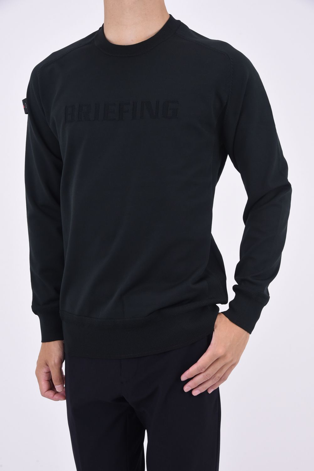 BRIEFING   MENS WR CREW NECK KNIT / ジャガードロゴ ロゴワッペン