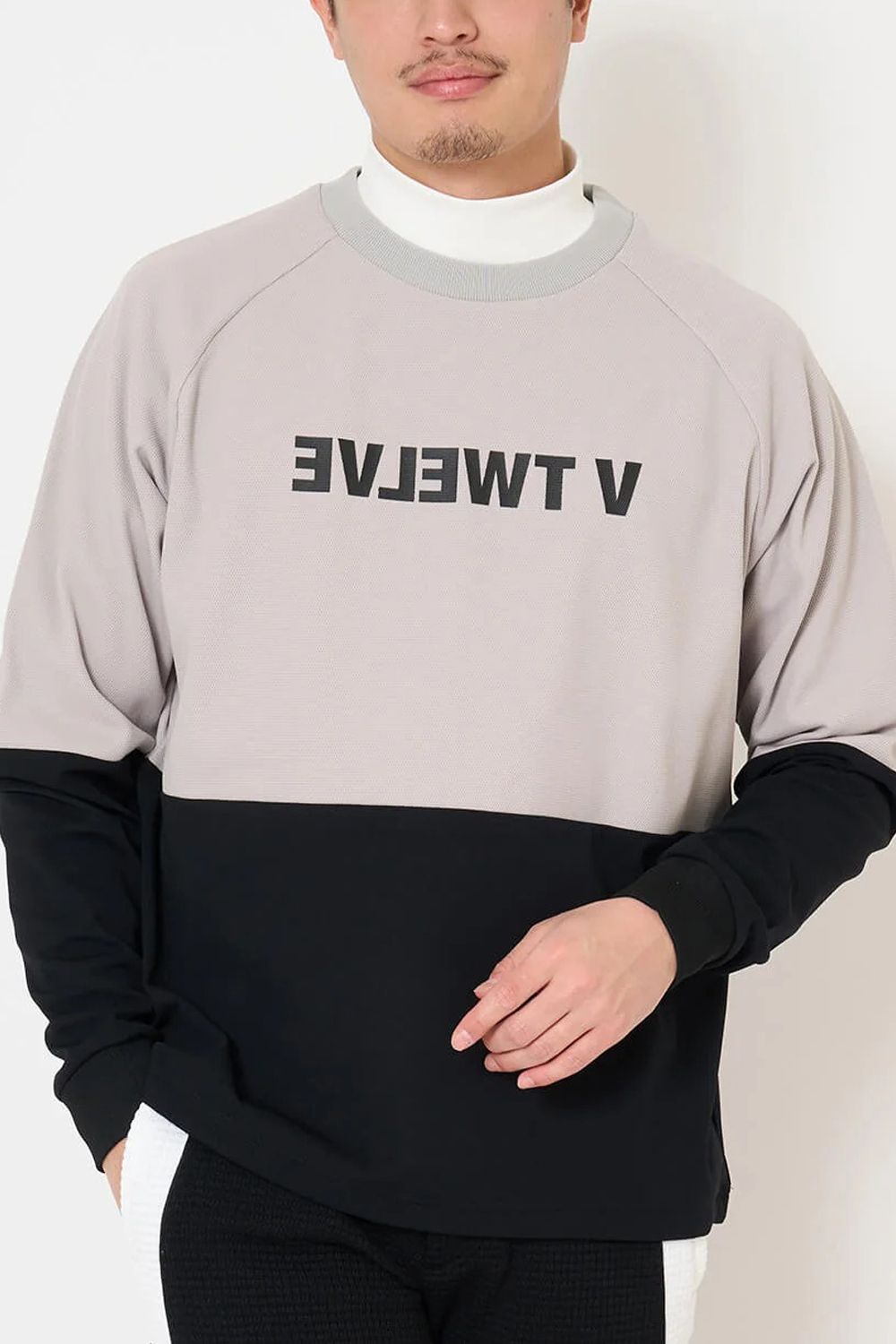 【26AW】 REVERSE CREW / バイカラー 反転ロゴ スウェット (ベージュ)