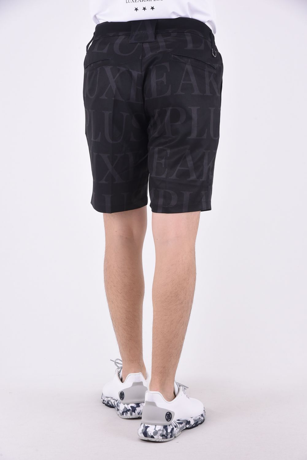 SAME LOGO SHORT PANTS / 総柄ロゴ ハーフスラックス (ブラック)