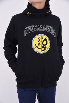 SMILE MASK HOODIE / 裏起毛 ロゴ刺繍 ワッペン プルオーバー ブラック