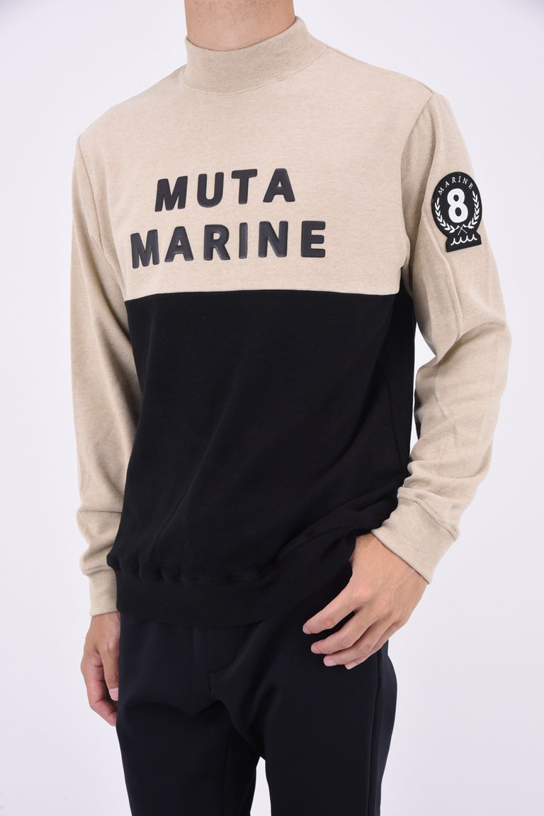 muta - LOGO MOCK NECK / ライトニット バイカラー モックネックプル  
