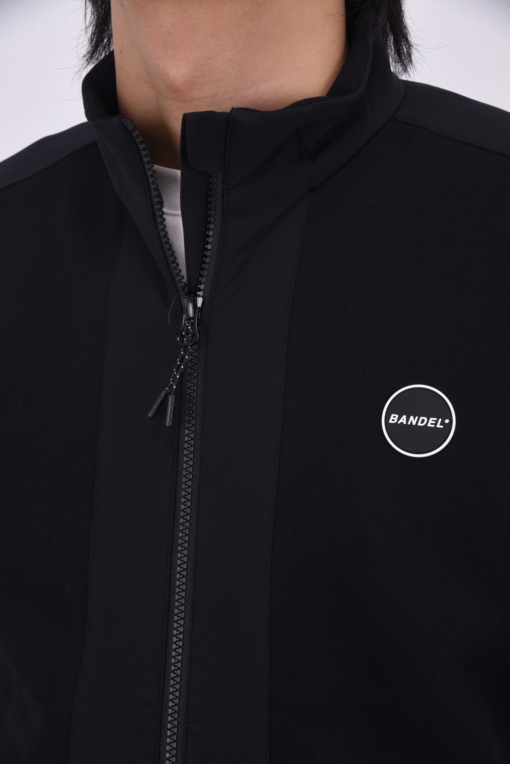 【25AW】 STAND COLLAR SWITCH ZIP BLOUSON / ボンディング素材 コンセプトノーツプリント スタンドカラーブルゾン (ブラック)