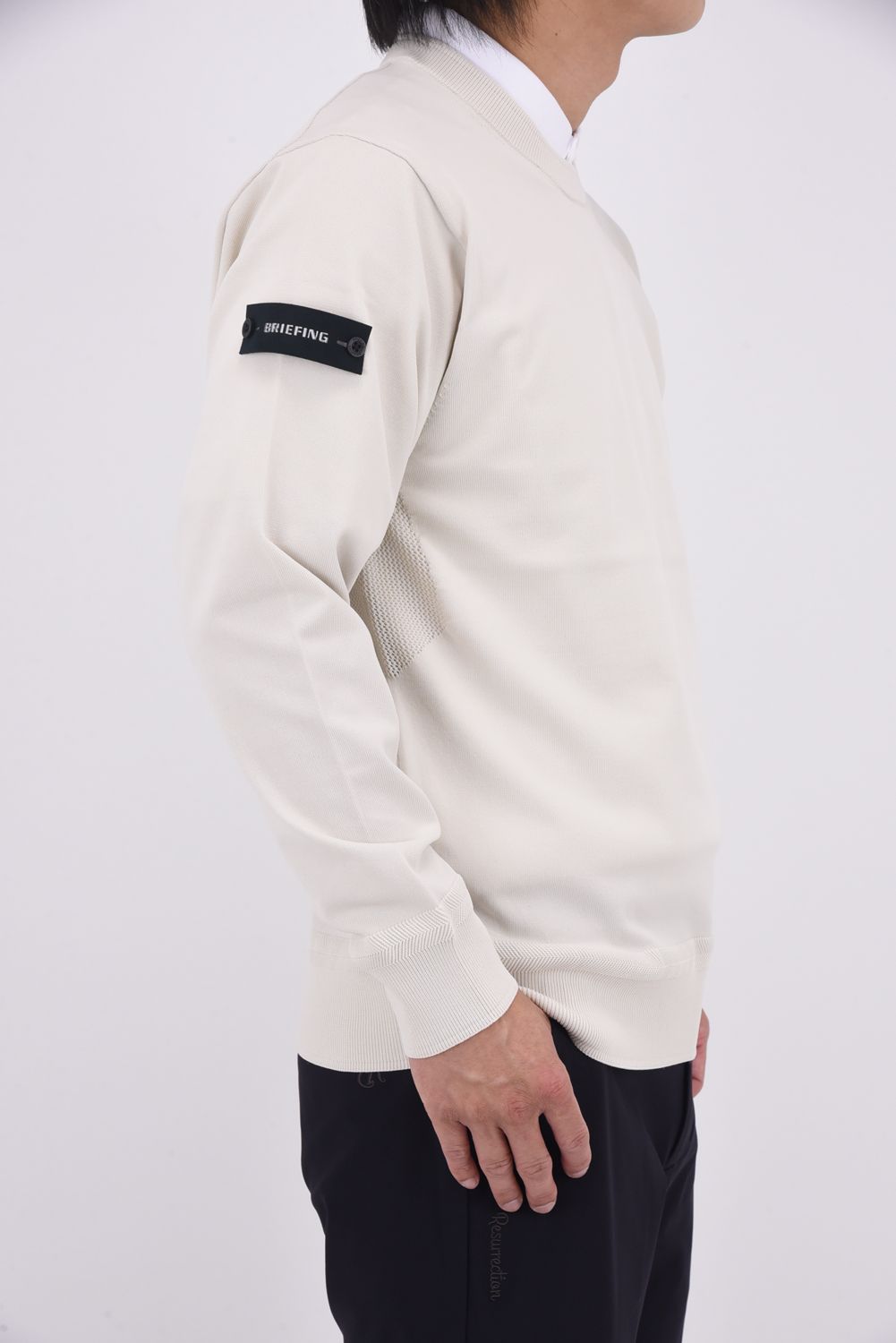 【25AW】 MEN'S WR CREWNECK KNIT / 超撥水糸 袖ワッペン クルーネックニット (ベージュ)