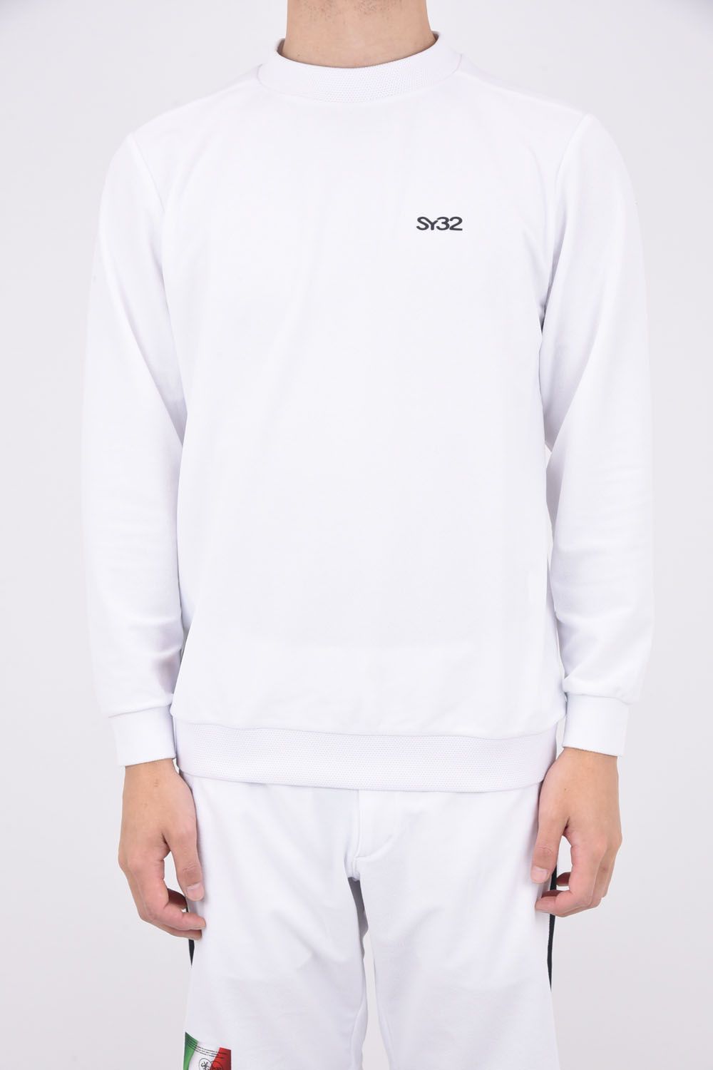 【ABSOLUTE】 CARVICO PANTELLERIA CREW / ロゴ カルビコ ストレッチ ロングスリーブ モックネック Tシャツ (ホワイト)