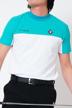 2TONE MOCK / カノコ素材 バイカラー モックネックTシャツ (ターコイズ)