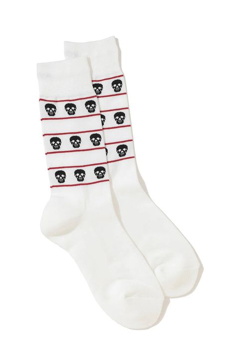 ETERNAL SKULL BORDER SOCKS / スカルジャカード ハイクルーソックス (ホワイト)