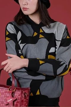 【26AW】【レディース】 AIRSHUT BIRDSTILE KNIT / エアシャット バーズタイルニット (ブラック/オフホワイト)*