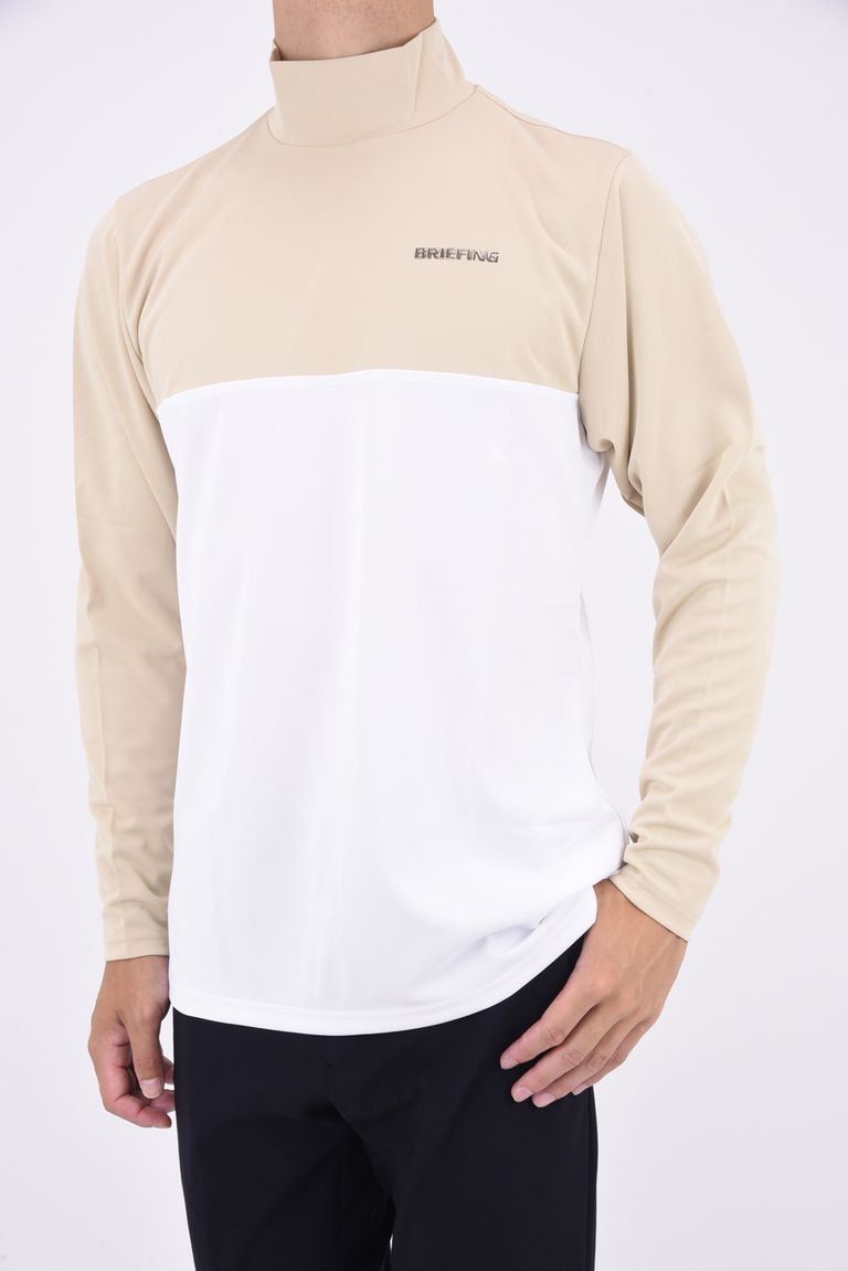 BRIEFING - MENS BI-COLOR LS HIGH NECK / ブランドロゴ バイカラー  