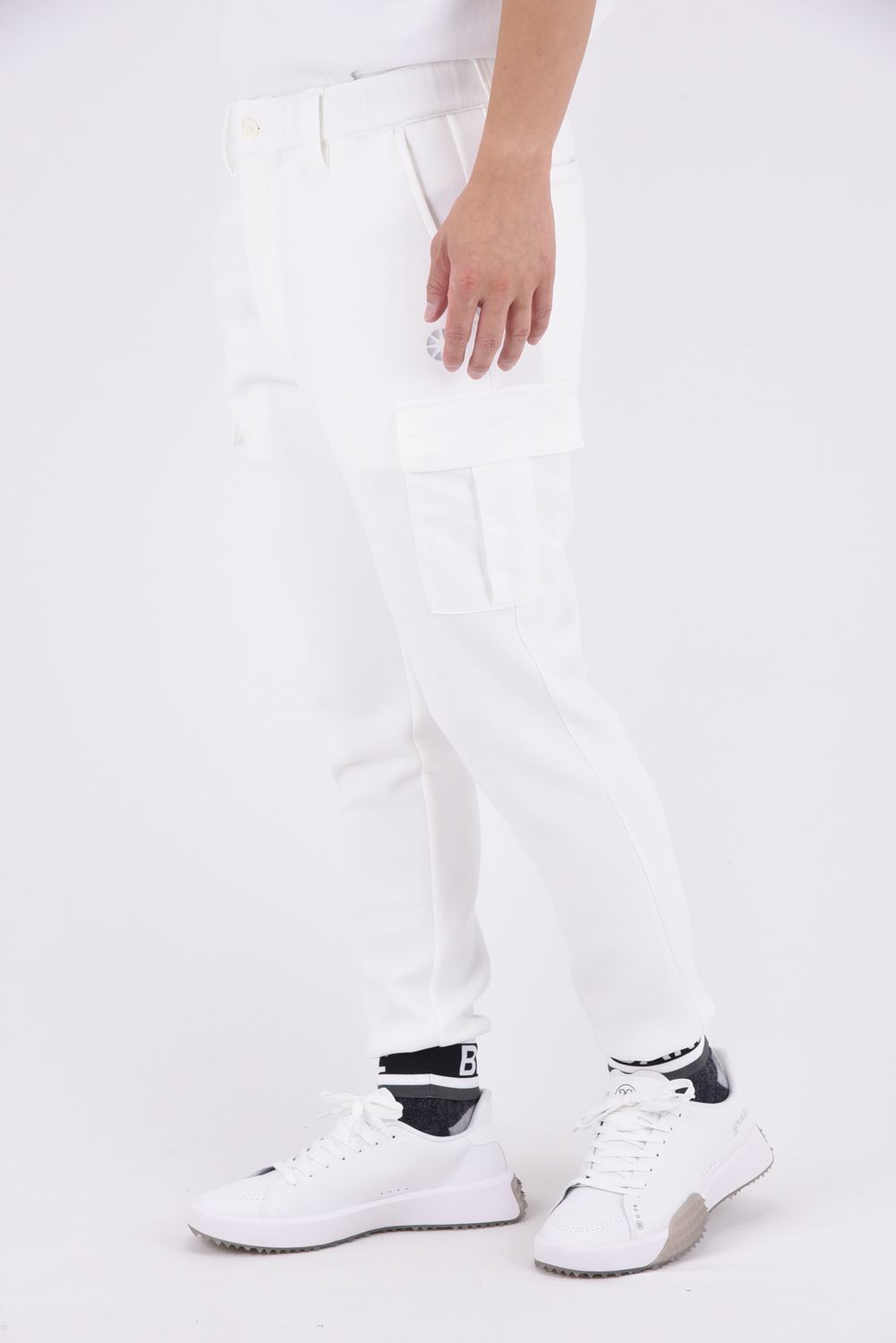 NYLON POCKET CARGO PANTS / ダンボール素材 リブ カーゴパンツ (ホワイト)