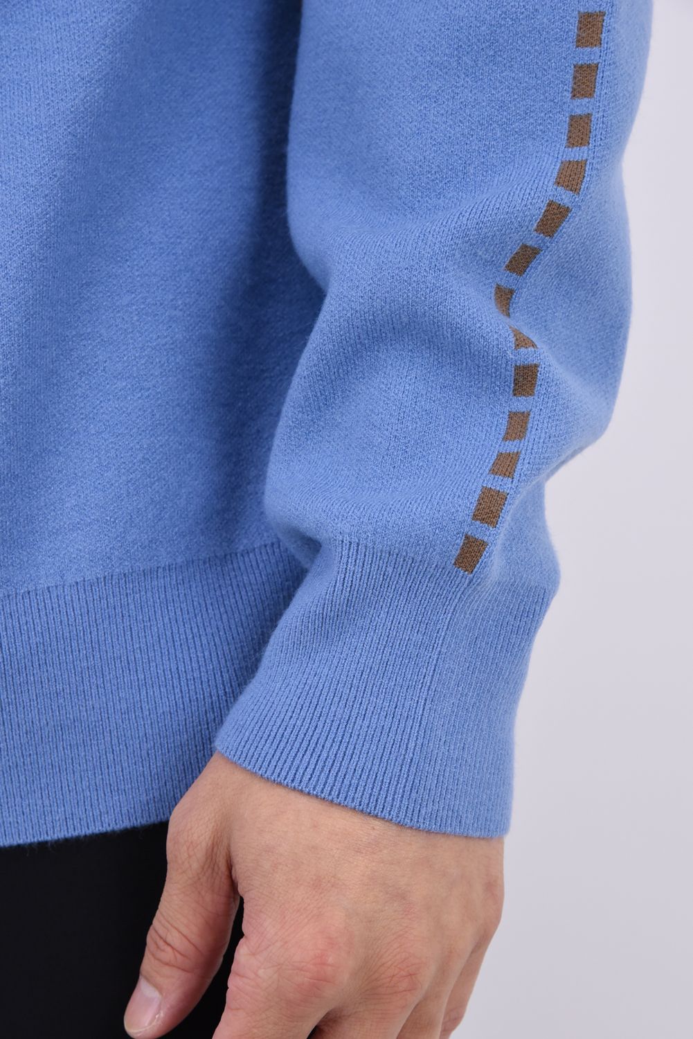 【26AW】 STITCHING LINE KNIT / ステッチングライン クルーネックニット (ブルー)*
