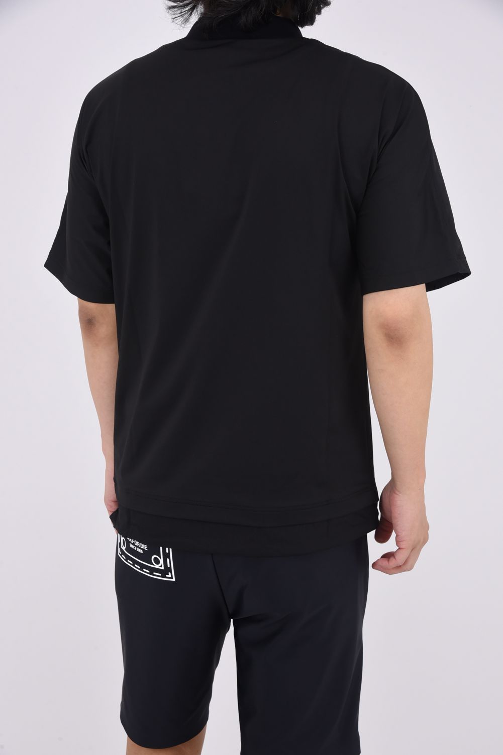 【CODE COLLECTION】 MOCKNECK TEE / トライアングルワッペン ブランドロゴ モックネックTシャツ (ブラック)