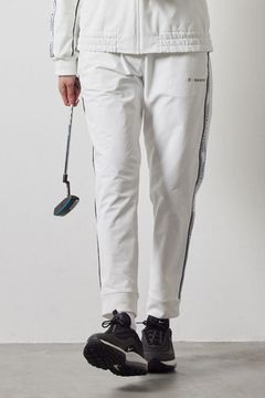 【レディース】 WATER REPELLENT PIPING LONGPANTS / 4WAY ストレッチ 撥水素材 ロゴテープ ロングパンツ (ホワイト)