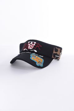 SLASH VISOR / ブランドロゴ刺繍 レオパードパターン サンバイザー (ブラック)
