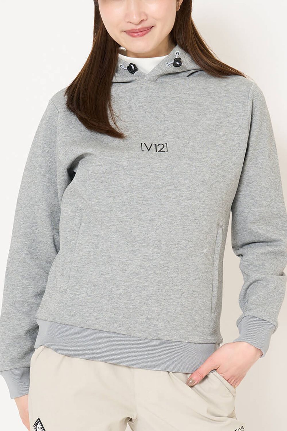 【26AW】【レディース】 RING LOGO PARKA / ダンボールニット サークルロゴ ジップポケット プルオーバーフーディー (グレー)