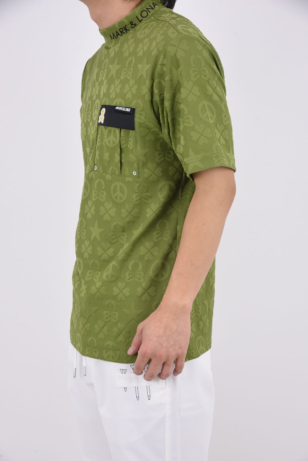 【26SS】 IMPERIAL JACQUARD MOCK TEE / モノグラムパターンジャカード パッチポケット モックネックTシャツ (カーキ)