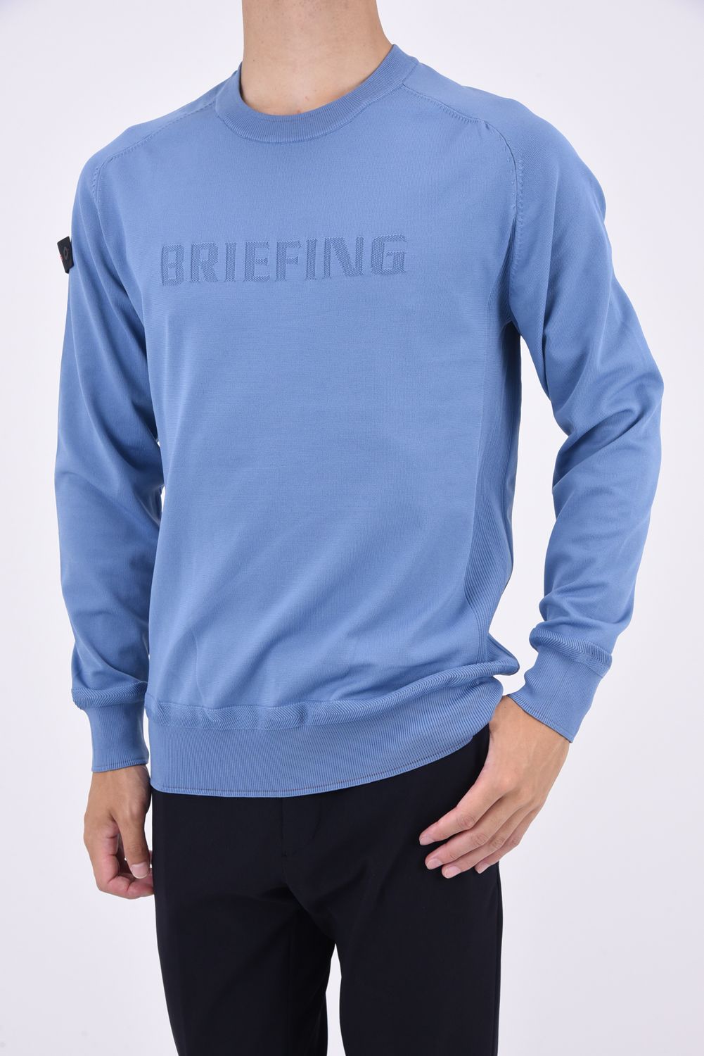 BRIEFING - MENS WR CREW NECK KNIT / ジャガードロゴ ロゴワッペン