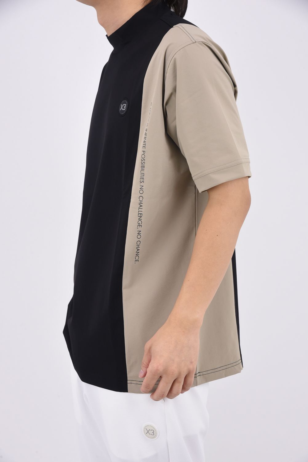 【26SS】 VERTICAL BICOLOR MOCK TEE / バイカラー モックネックTシャツ (ブラック)