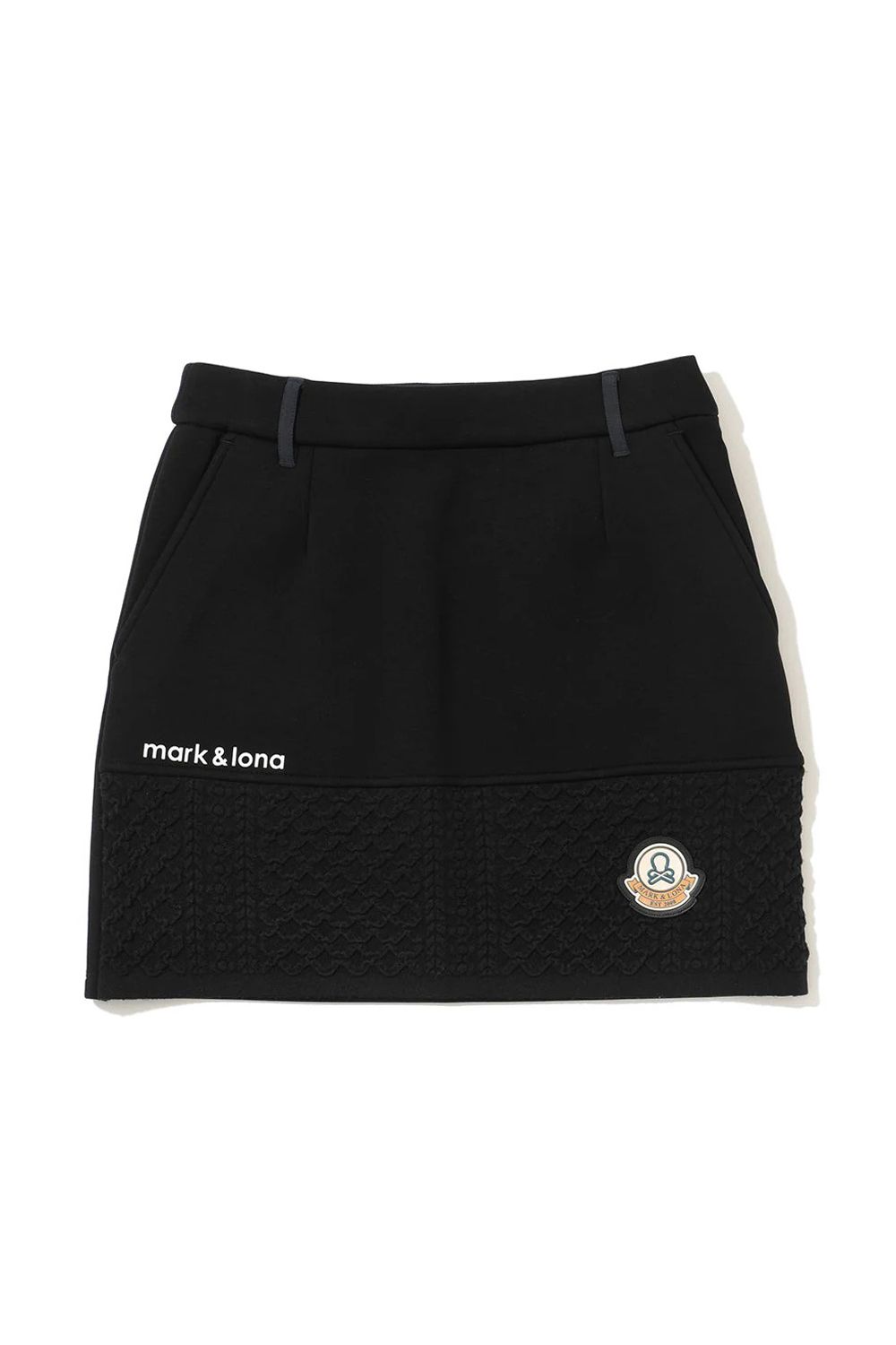 【2025AW】【レディース】 ALIGN HYBRID SKIRT / 異素材切り替え ケーブル編み ハイブリッドスカート (ブラック)