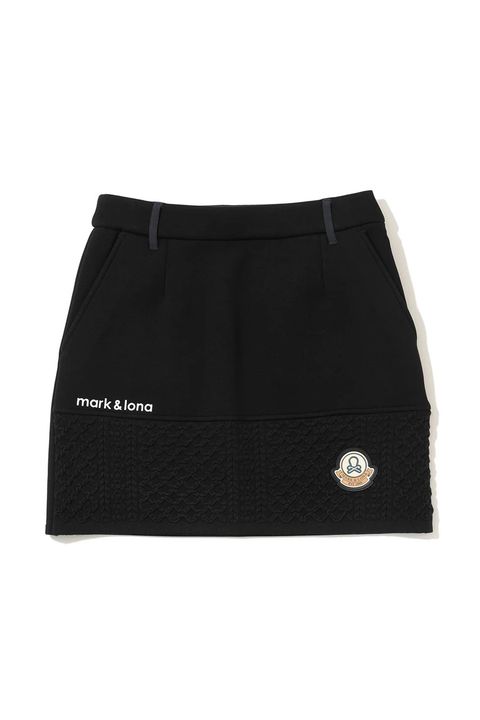 【2025AW】【レディース】 ALIGN HYBRID SKIRT / 異素材切り替え ケーブル編み ハイブリッドスカート (ブラック)