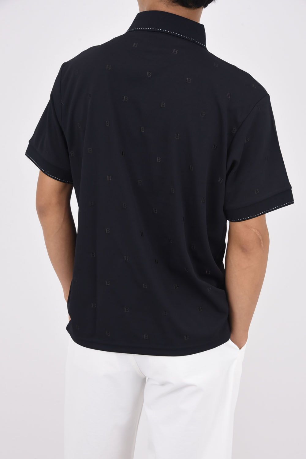 MENS ALLOVER EBM POLO RF / リラックスフィット ポロシャツ (ブラック)