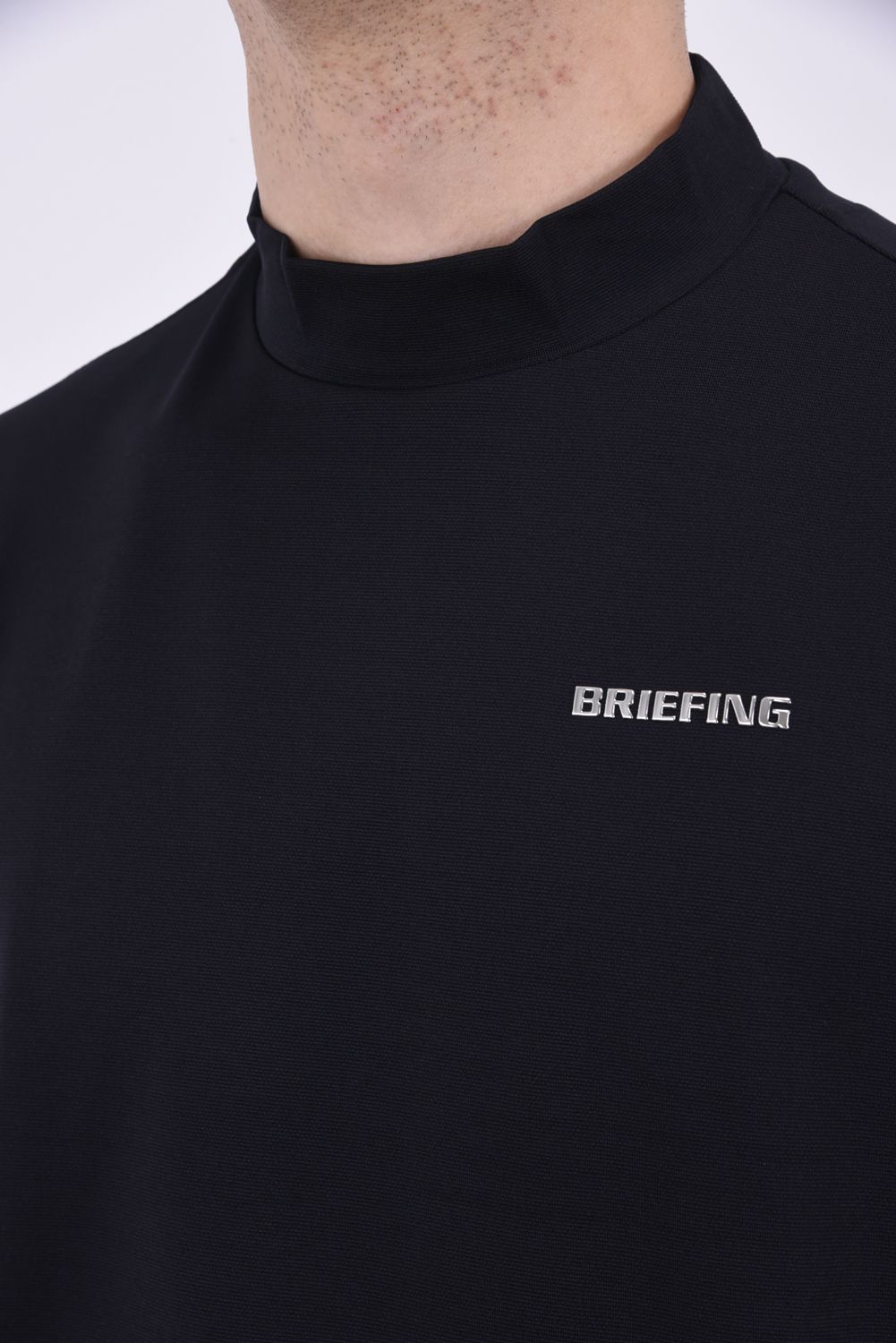 BRIEFING - MENS BIAS HIGH NECK / ブランドロゴ モックネック Tシャツ 