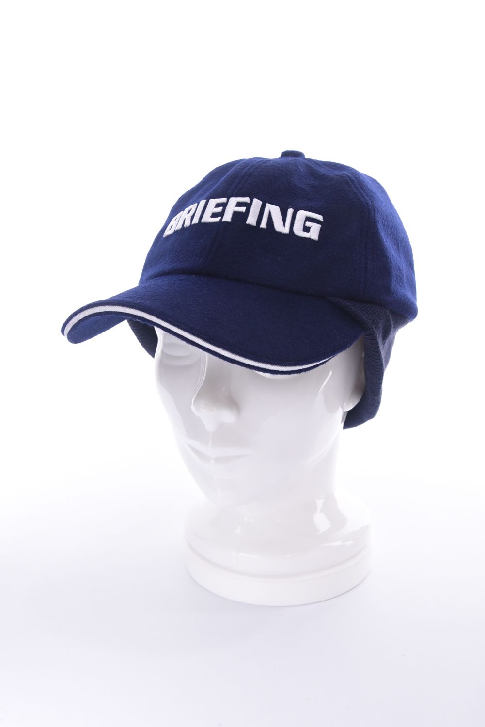 MEN'S WOOL WARM CAP / ウール混 ブランドロゴ ウォームキャップ (ネイビー)