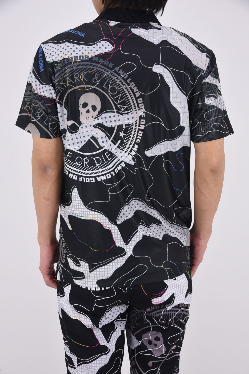 【26SS】 AXON CAMO MESH PERFORMANCE POLO / メッシュ素材 カモフラージュプリント ポロシャツ (ブラック)