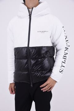 BICOLOR HOODY / バックロゴ バイカラー パデッドジャケット (ホワイト)