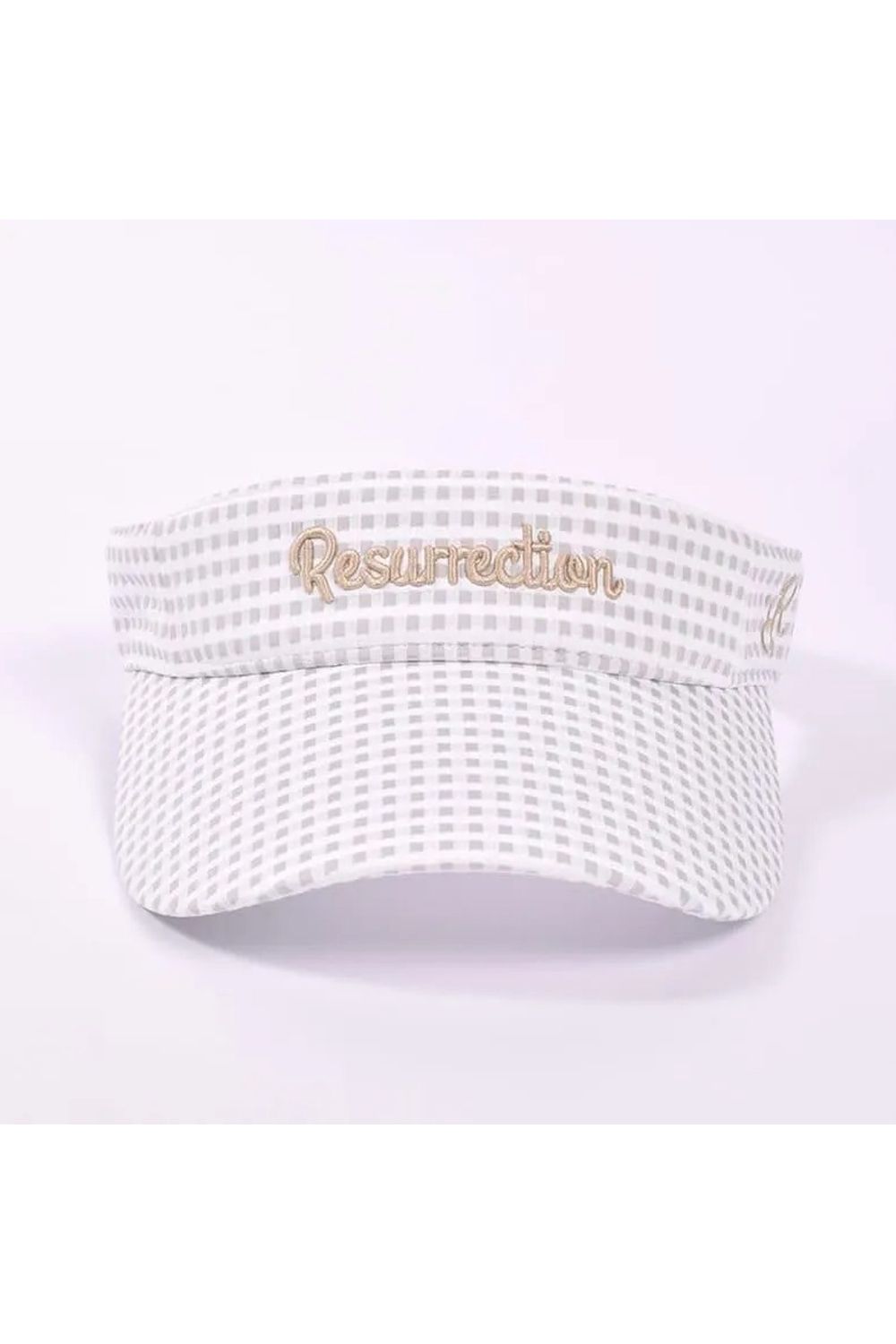 【26SS】【レディース】 WIDE BRIM SUN VISOR / ワイドブリム ギンガムチェック サンバイザー (シュシュ付き) (グレーベージュ)