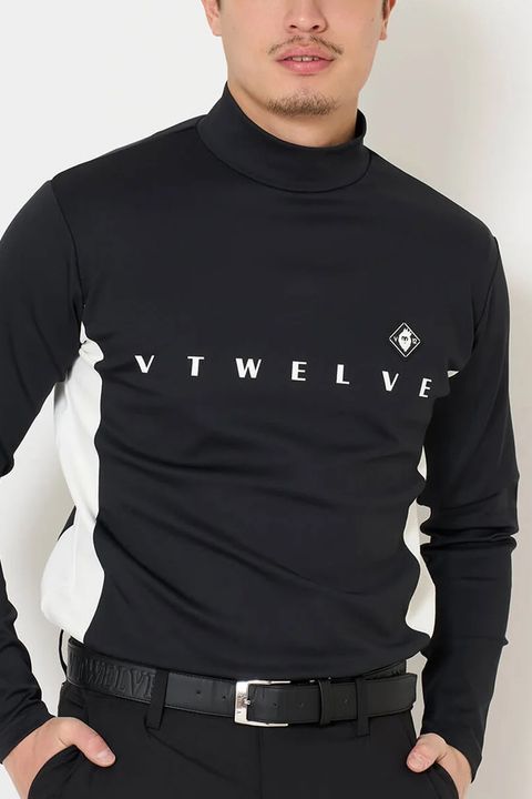 【26AW】 OHSL MOCK / モノトーン バイカラー ロングスリーブ モックネックTシャツ (ブラック)