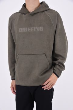MENS SUEDE HOODIE / ロゴ スエード パーカー オリーブ