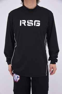 L/S MOCKNECK / BIG LUCHAグラフィックプリント パイピングライン ロングスリーブ モックネック (ブラック)