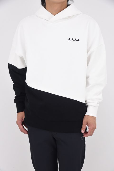 【25AW】【ユニセックス】 BIG PULLOVER HOODIE (BICOLOR) / ビッグシルエット バイカラー プルオーバーパーカー (ホワイト)